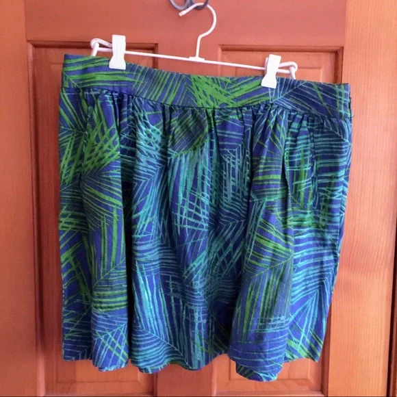 Banana Republic Tropical Leaves Linen Skirt - green blue- size 14 - Picture 5 of 10